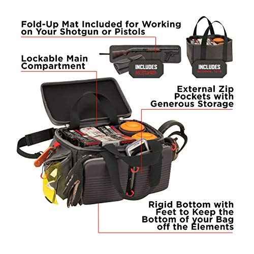 Allen Company Competitor Gun Range Bag - Premium Molded Design - Lockable - Included Internal Tote, Choke Tube Loops, and Fold-Up Gun Mat - 16.6" L x 9" W x 11.8" H - Gray