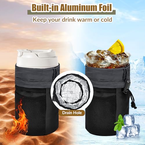 Insulated Bike Water Bottle Holder - Universal Fit 20-40oz Black