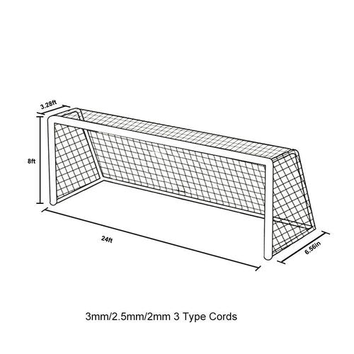 Aoneky Soccer Goal Net - 24 x 8 Ft - Full Size Football Goal Post Netting - NOT Include Posts (24 x 8 Ft - 3 mm Cord)