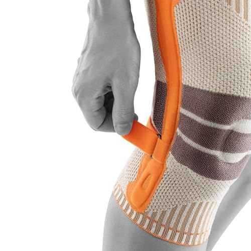 Bauerfeind Outdoor Knee Support, Unisex Knee Brace for Hiking, Walking, and Running, Sandstone-Orange, XXL