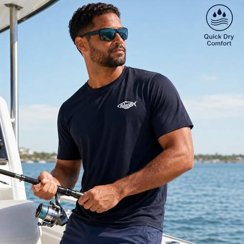 Men's Short Sleeve Fishing T-Shirt Sun Protection UV UPF 50+ - Medium Black Cowboy Rides Bass