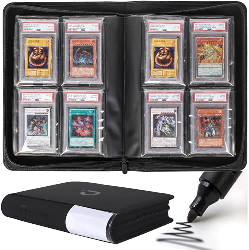 Black Slab Binder for Graded Cards Fits 40 PSA BGS SGC CGC - Premium 4-Pocket