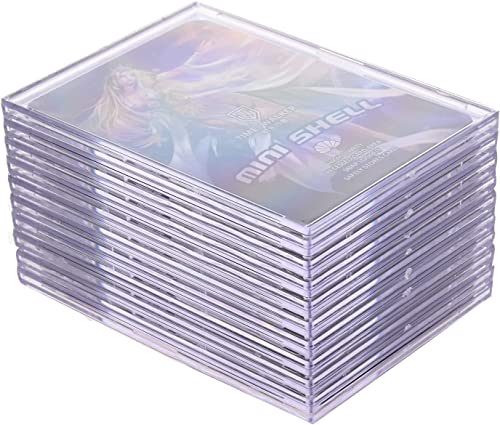 10-Pack Clear Hard Acrylic Card Sleeves with Display Stand - Top Loaders for Trading and Sports Cards, White Variant
