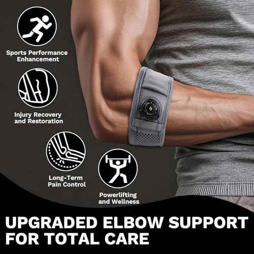Tennis Elbow Brace for Men Women, Elbow Brace for Tendonitis Tennis Elbow & Golfer's Elbow, Adjustable Elbow Strap, Gray, REGULAR Size (M/L), 9"?11.5", 1 Pack