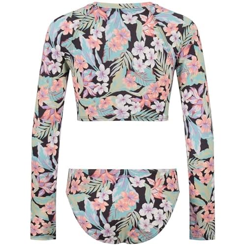 Billabong Girls' Two-Piece Rashguard Swimsuit Set, UPF 50+ Sun Protection, Quick-Dry Bathing Suit