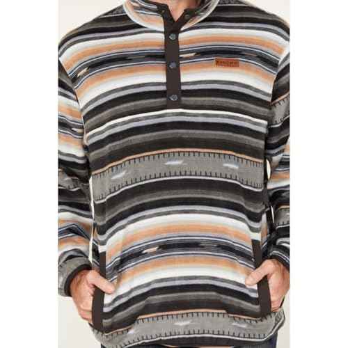 Cinch Men's Striped Print Quarter Snap Long Sleeve Pullover - MWK1514024 X- US Grey