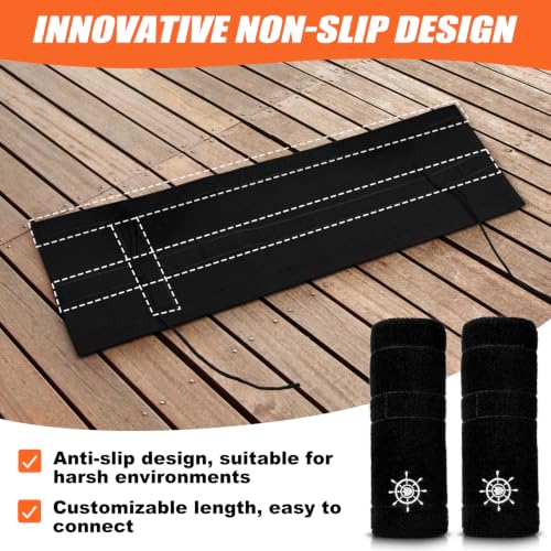 Removable Dock Line Chafe Guards 24 Inch Black Rope Protectors for Boats - Variation 4