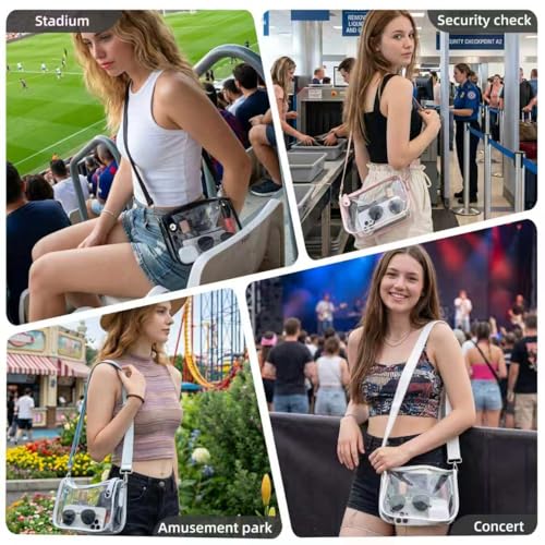White Clear Stadium Bag for Women Crossbody Purse - Stadium Approved Shoulder Bag