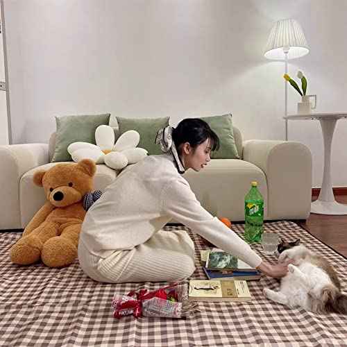 K Y KANGYUN Extra Large Picnic Blanket Outdoor Beach Blankets, Water-Resistant Foldable Sandproof Blankets Cute Picnic Mat for Beach, Camping Grass Lawn Park Mats (Brown 2, 80x80 in)
