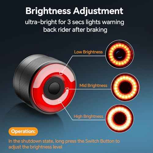 Smart Bike Tail Lights, Brake Sensing Bicycle Rear Lights for Night Riding, Ultra Brigh LED Taillights Auto On/Off, Easy Mount Cycling Safety Brake Taillight, USB Rechargeable, IPX6 Waterproof
