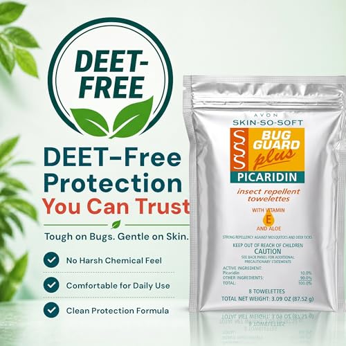 DEET-Free Insect Repellent Wipes - Picaridin, Vitamin E & Aloe, 16 Pack