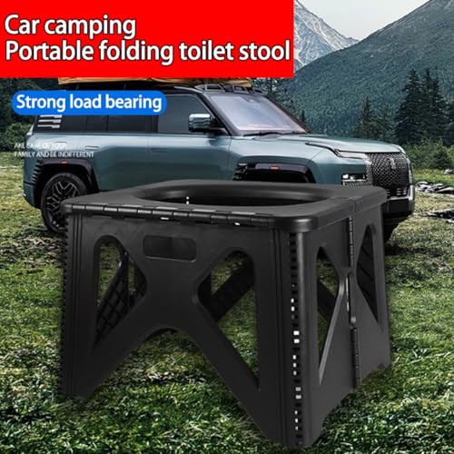 Adult Portable Camping Toilet with Cover - Foldable Travel Bedpan Square
