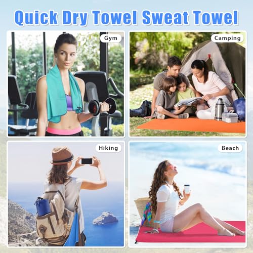 Microfiber Travel Towel Set - Navy Blue, 48x21 & 24x15 Inches, Quick Dry & Super Absorbent