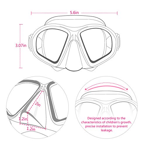 Kids Swim Goggles with Nose Cover - Pink, for Ages 6-14