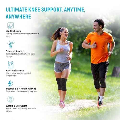 PX Compression Knee Brace for Women & Men, 2 Pack Knee Brace for Meniscus Tear, Torn ACL, Running Workout, Sports - Black Machine Washable Knee Support Sleeve for Arthritis Pain Relief ? XXXL Pair