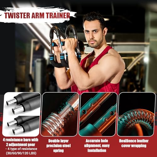 Blue Adjustable Arm Trainer for Upper Body Workout 30-120 lbs - NOONCRAZY