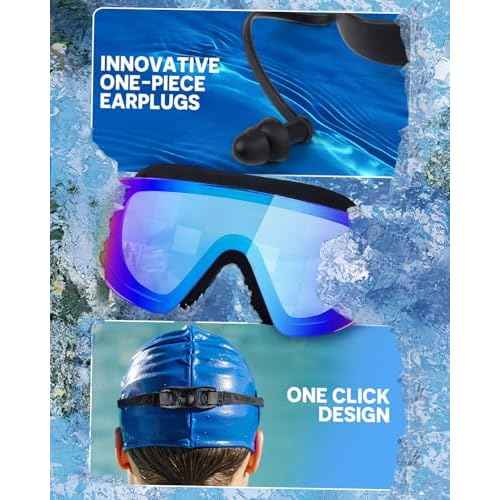 Swim Goggles, Frameless Wide View Swimming Goggles, Anti-Fog Anti-UV No Leaking Pool Goggles for Men Women Adult