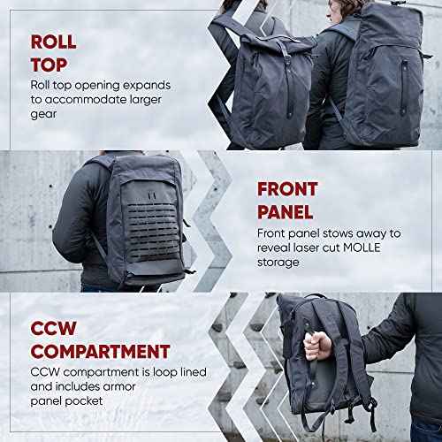 Vertx Ardennes Mens Tactical Backpack Medium Molle Laptop Rucksack for Travel, Work, Outdoor Utility Gear Bag, Canvas, Rover Ash Grey
