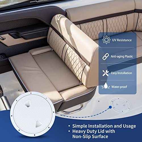 8 Inch Marine Boat Hatch Non Slip Inspection Cover - White, Detachable