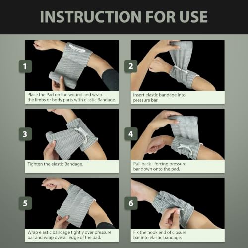 Israeli 4 Inch Compression Bandage - Trauma Wound Dressing, Sterile EMS Emergency Stop Bleeding, Pack of 1 - Variation 1