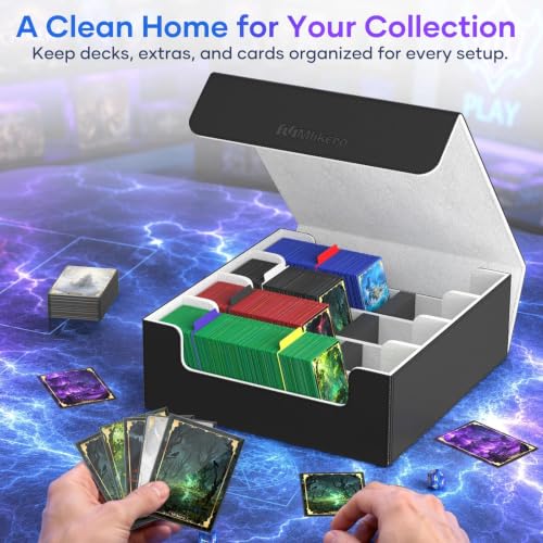 Mlikero Trading Card Storage Box A1-Black 4 Row - Holds 2400+ Cards with Dividers