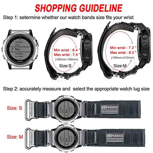 Compatible With Garmin Watch Band, Super Rugged Nylon Sports Strap With Woven Loop Design, For Fenix/Forerunner/Approach/MARQ/Quatix/D2 Series Tough Replacement Band For Men