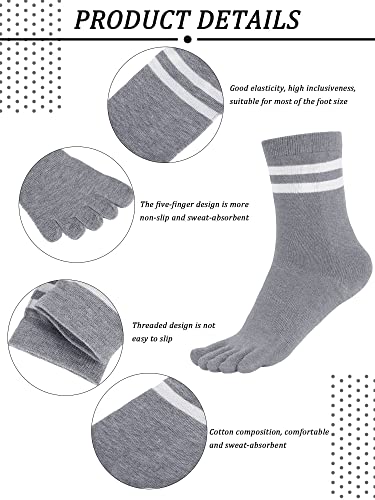 Breathable Cotton Toe Socks for Running & Athletic Activities - Multicolor, 6 Pairs