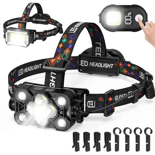 MoKo Rechargeable Headlamp, 3-in-1 2500 High Lumens Head Lamp with 9 LED, 13 Modes IP44 Waterproof LED Headlamp with 3 Color Temps, Running Headlight for Camping, Cycling, Hiking, Fishing, Black