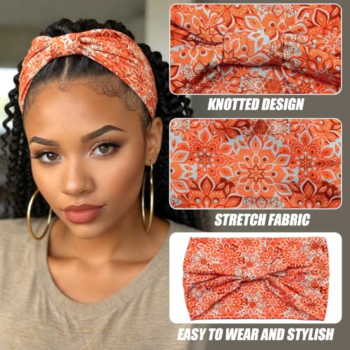 Wide Headbands for Women Non Slip Boho Elastic Yoga Workout Sweat Bands - Pack of 6 No17