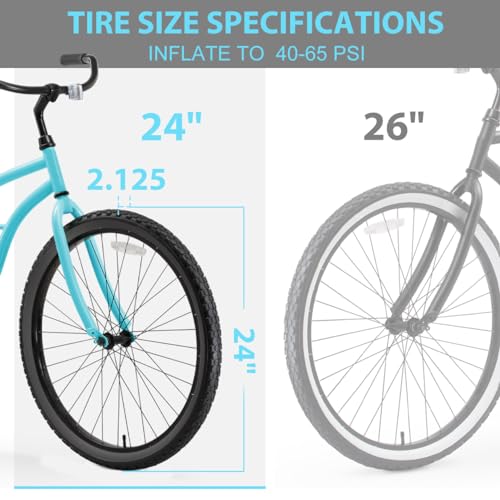 Black 24x2.125 Bike Tires Set with Inner Tubes & Levers - Cruiser & Urban Bikes
