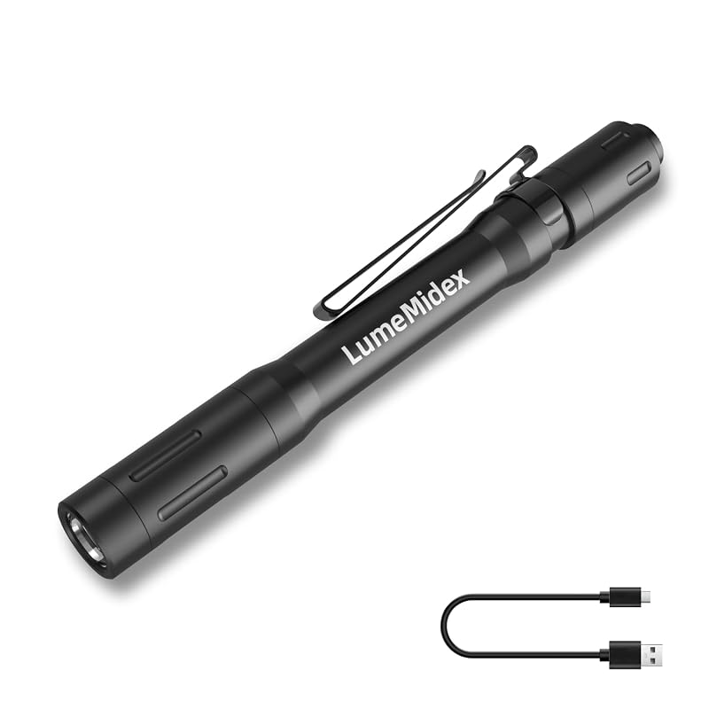 Rechargeable Pocket EDC Flashlight Pen Light - 4 Brightness Modes, 5.28" Slim Aluminum