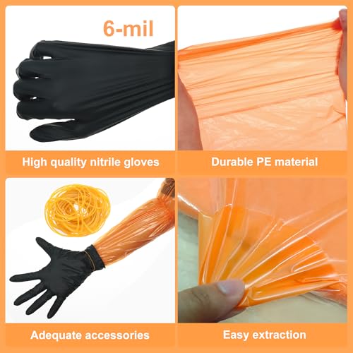 Disposable Hunting Gloves Set with Long Arm and Nitrile Gloves - 50 Pairs
