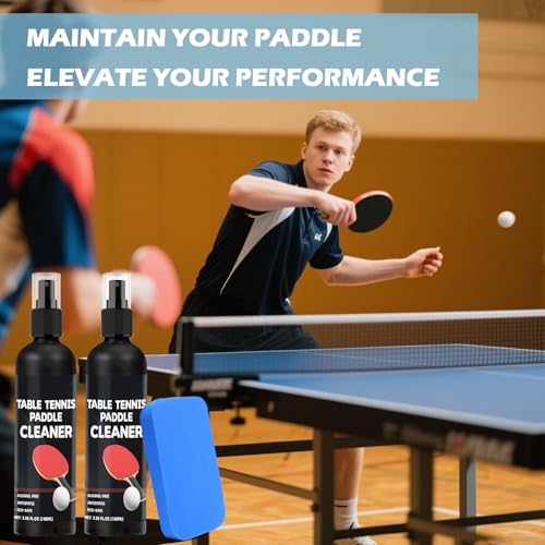 Table Tennis Racket Cleaner Spray & Sponge Kit - Removes Residue & Boosts Spin