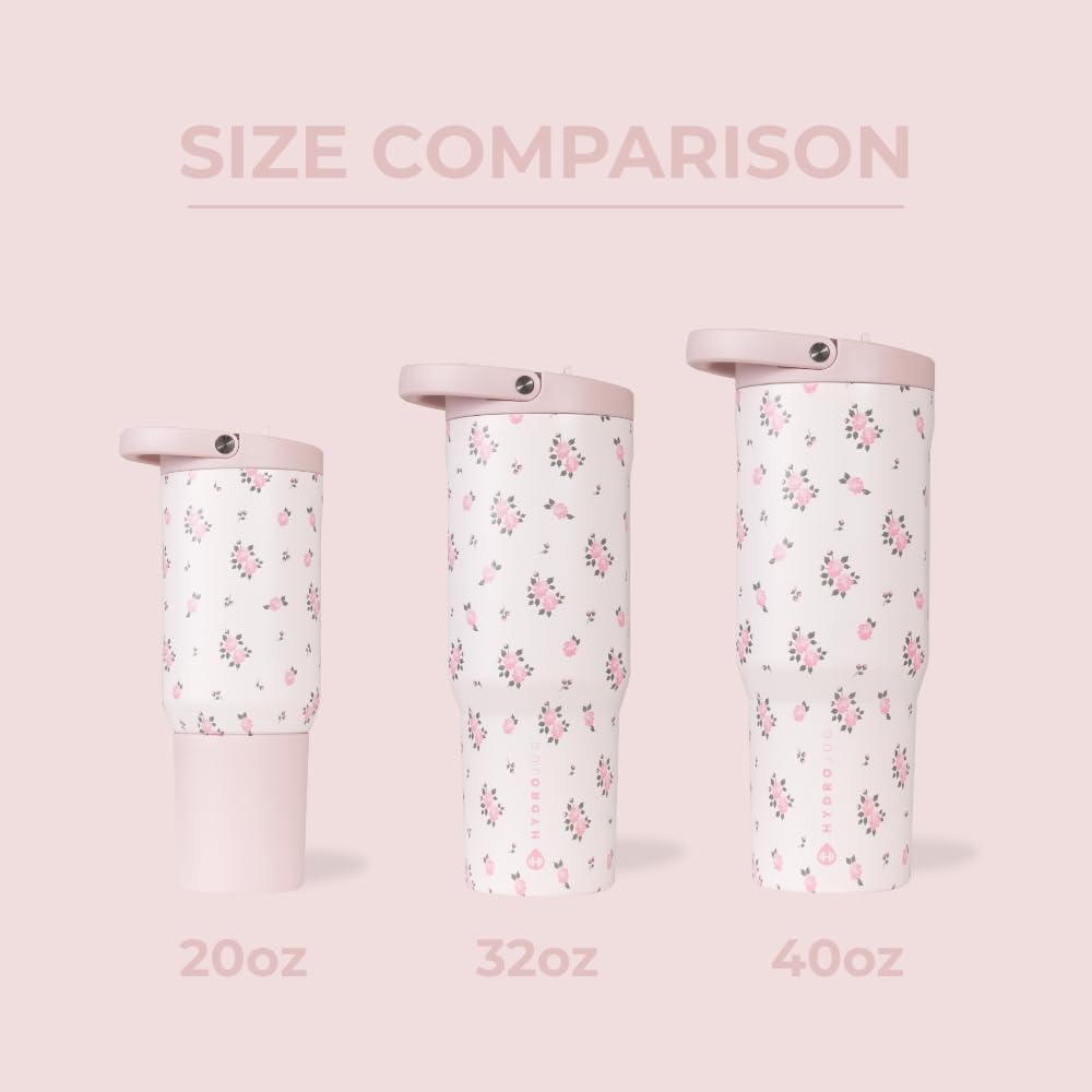 HydroJug Sport 40 oz Insulated Stainless Steel Water Bottle, Wildrose