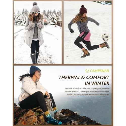 CAMPSNAIL Fleece Lined Leggings Women - Thick Soft High Waisted Black Tummy Control Thermal Warm Velvet Pants for Cold Winter