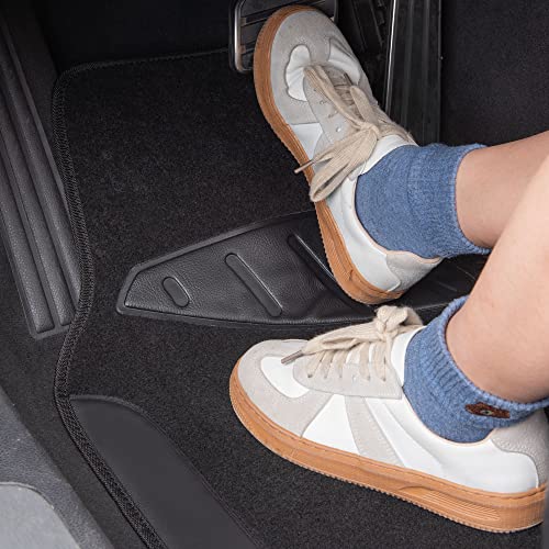 CAR PASS Waterproof Universal Fit Car Floor Mats, Faux Leather Car Carpet Mats, Black Car Mats with Anti-Slip Nibbs Backing & Driver Heel Pad Fit for SUV,Vans,sedans, Trucks,Set of 4pcs(All Black)