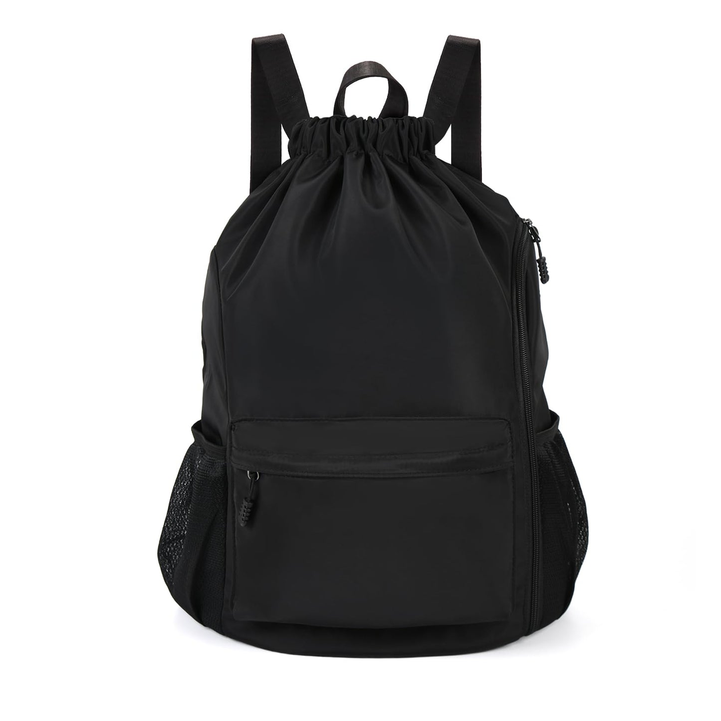 Valleycomfy Waterproof Drawstring Gym Backpack Bag for Men & Women,Sports Gym Bag with Side Pocket Black
