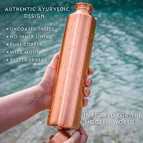 Copper Water Bottle 34oz - Vintage Modern Design for Hydration & Health