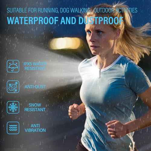 Running Lights for Runners, Rechargeable Clip On Flashlight for Runners Safety Light for Walking at Night, Portable Hands Free Flashlight for Walking Dog, LED Work Light Warning Flashing Camping(2Pcs)