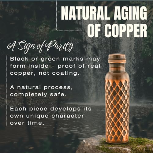 Pure Copper Water Bottle 34 Oz - Ayurvedic Drinking Water Container
