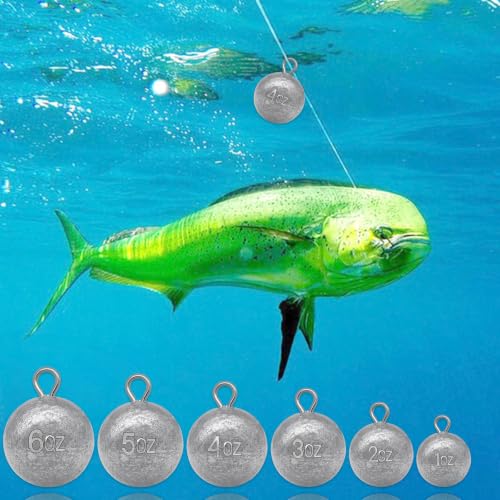 3oz Fishing Round Sinker Cannonball Lead Weights Assortment - 5 Pieces