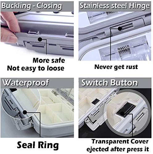 LESOVI C-Orange-L Waterproof Fishing Tackle Box Mini Organizer 12-30 Compartments