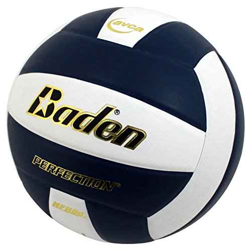 Baden | Perfection | Premium Leather | Indoor Official Game Volleyball | 13U to College | Official Size + Weight | Navy/White | NFHS + AVCA Approved