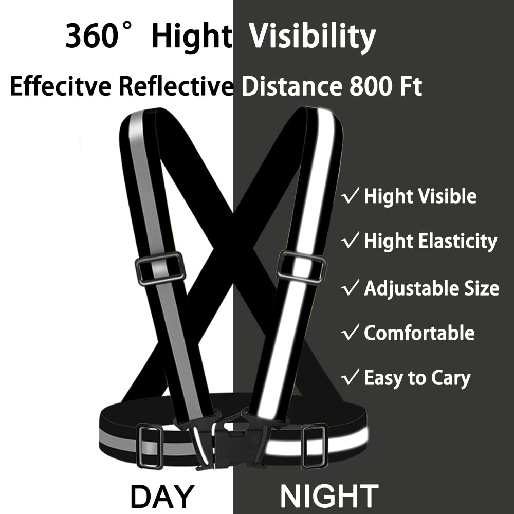 Fepdiu High Visibility Reflective Vest 2Pack Safety Vest Running Reflective Gear Adjustable Reflective Vest for Walking,Jogging,Hiking,Night Cycling