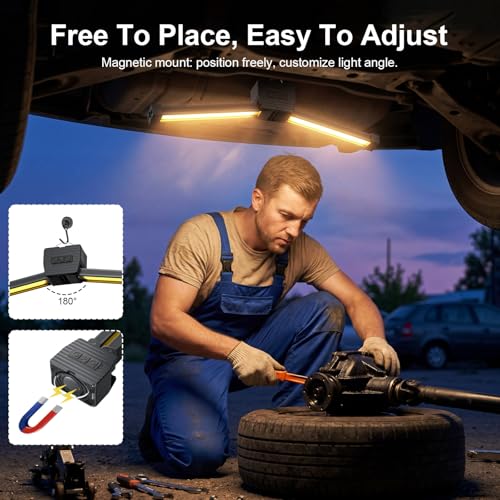 Black Portable Magnetic Work Light with 180° Swivel & Power Bank - Gym & Camping Lighting