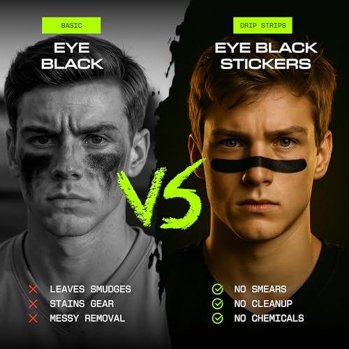 Grit Strip Pro-Grade Eye Black Stickers - Black, Flexible & Sweat-Proof, 24 Pack - Black Variation