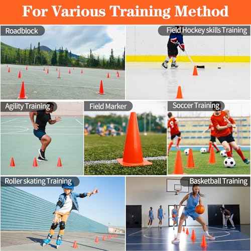 12/24/50pcs Soccer Cones, 7" Soccer Cones, Plastic Traffic Cones, Training Cones for Basketball Football Skating Drills Practice
