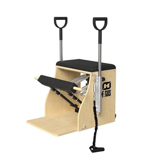FAGUS H Pilates Pro Chair, Split-Pedal Stability Combo Chair with Handles, Yoga Fitness Trainer, Pilates Reformer Machine, Pilates Equipment Perfect for Home Use & Gym Workout, Burlywood / Black Pad