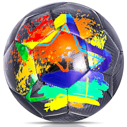 Size 4 Soccer Ball Black Splash-Ink Durable Youth Soccer Ball
