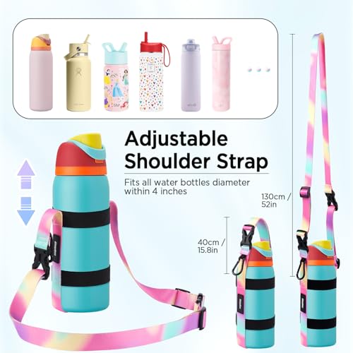 Rainbow Water Bottle Holder Strap Sling for Yeti Hydro Flask & More - Universal Fit